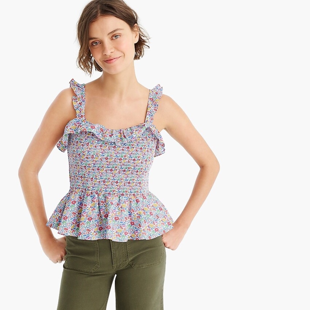 J. Crew Smocked Ruffle Top - Liberty fabric